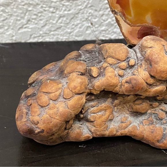 Vintage Agate Stone Decorative Agate Clock on Wood Base - Picture 14 of 14